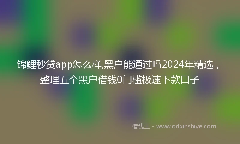 锦鲤秒贷app怎么样,黑户能通过吗2024年精选，整理五个黑户借钱0门槛极速下款口子