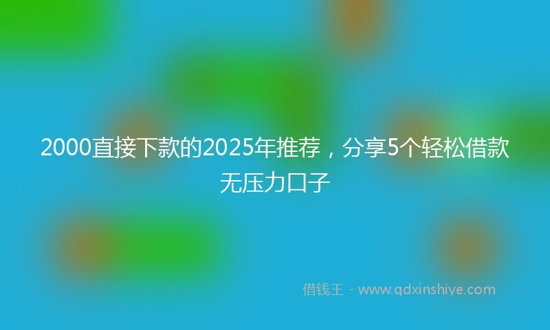 2000直接下款的2025年推荐，分享5个轻松借款无压力口子