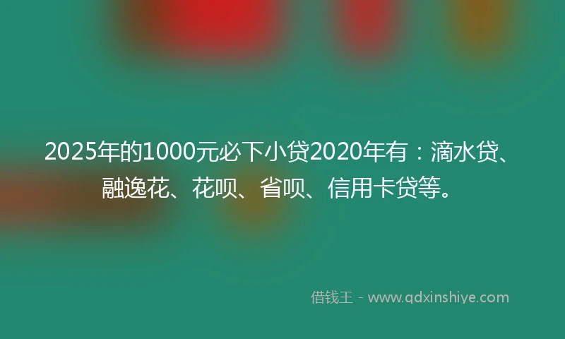 2025年的1000元必下小贷2020年有：滴水贷、融逸花、花呗、省呗、信用卡贷等。