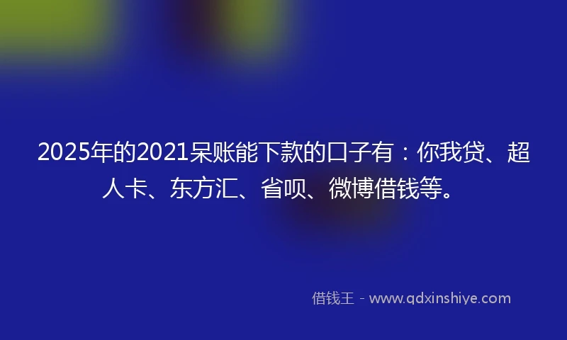 2025年的2021呆账能下款的口子有：你我贷、超人卡、东方汇、省呗、微博借钱等。