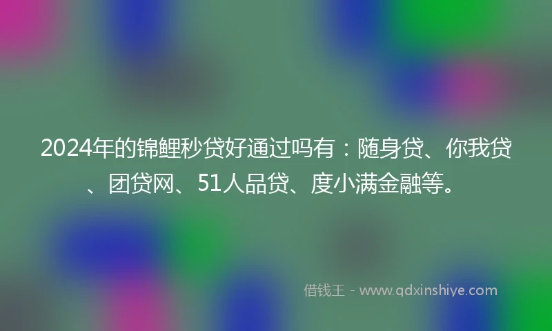 2024年的锦鲤秒贷好通过吗有：随身贷、你我贷、团贷网、51人品贷、度小满金融等。