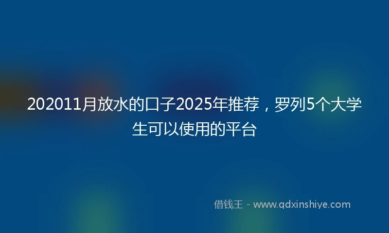 202011月放水的口子2025年推荐，罗列5个大学生可以使用的平台