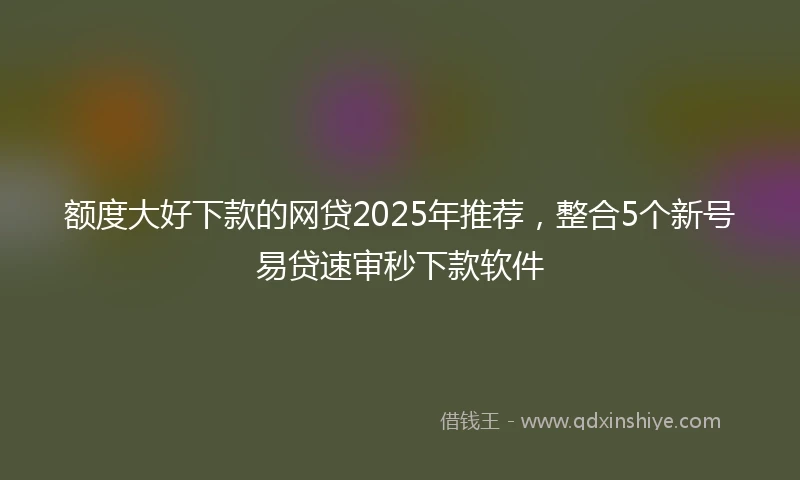 额度大好下款的网贷2025年推荐，整合5个新号易贷速审秒下款软件