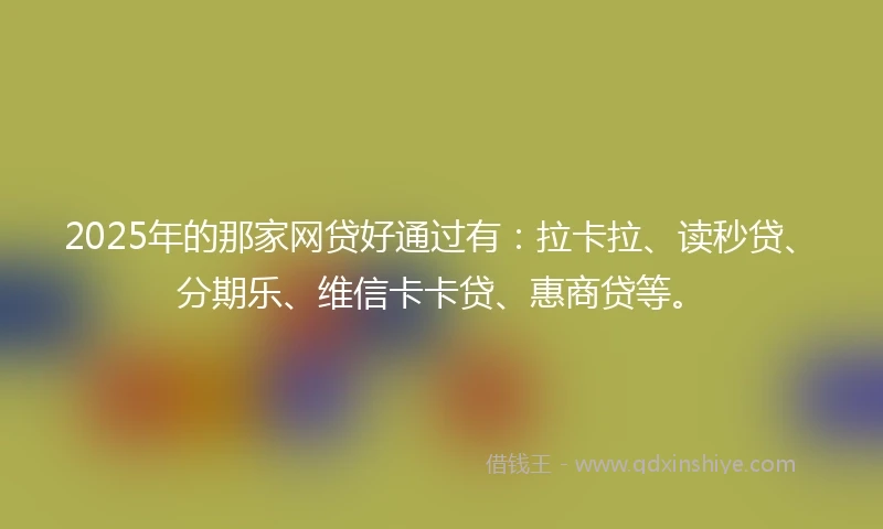 2025年的那家网贷好通过有：拉卡拉、读秒贷、分期乐、维信卡卡贷、惠商贷等。