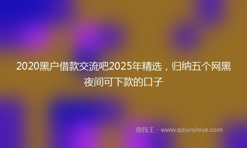 2020黑户借款交流吧2025年精选，归纳五个网黑夜间可下款的口子
