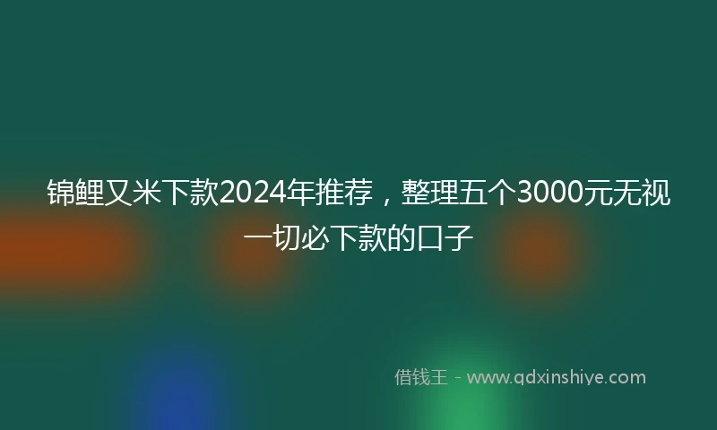 锦鲤又米下款2024年推荐，整理五个3000元无视一切必下款的口子