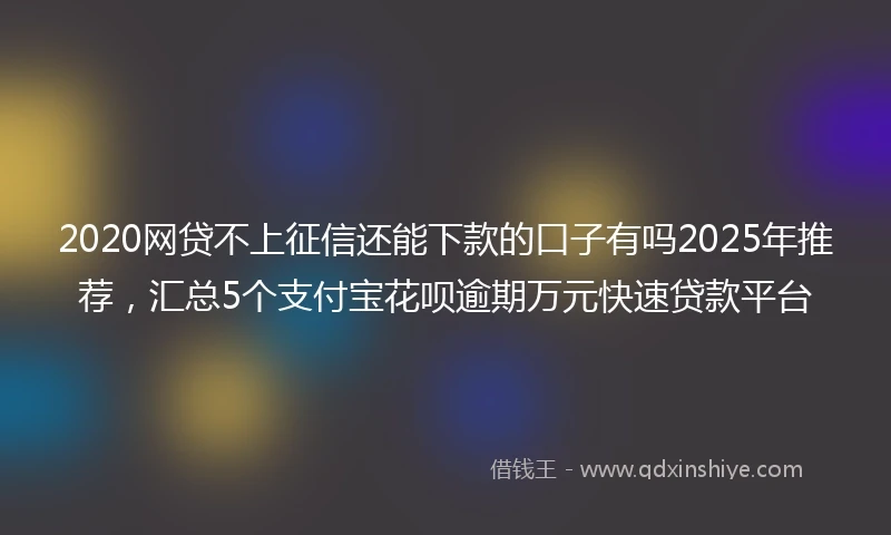 2020网贷不上征信还能下款的口子有吗2025年推荐，汇总5个支付宝花呗逾期万元快速贷款平台