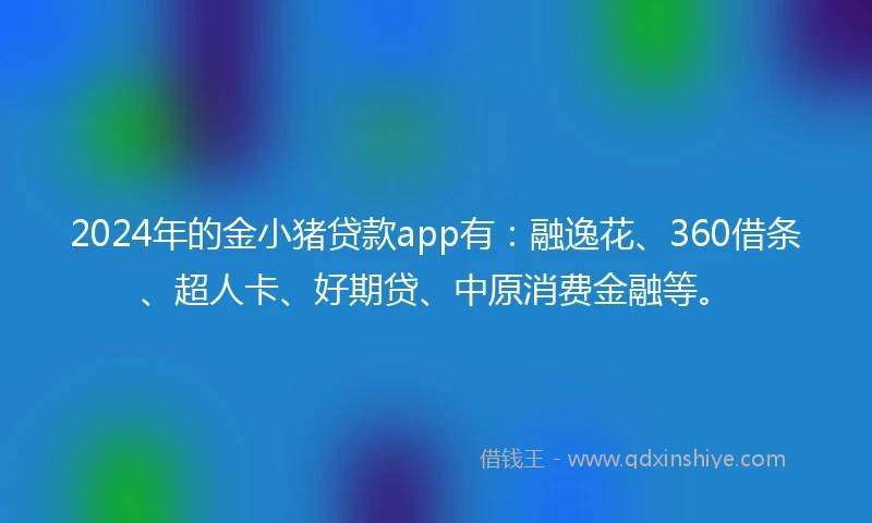 2024年的金小猪贷款app有：融逸花、360借条、超人卡、好期贷、中原消费金融等。