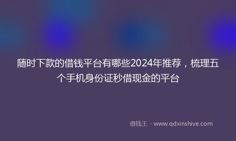 随时下款的借钱平台有哪些2024年推荐，梳理五个手机身份证秒借现金的平台