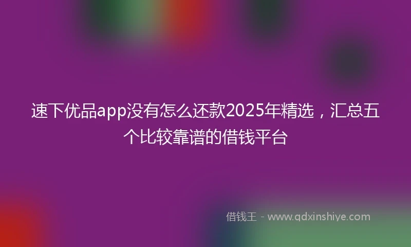 速下优品app没有怎么还款2025年精选，汇总五个比较靠谱的借钱平台