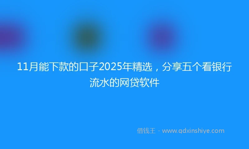 11月能下款的口子2025年精选，分享五个看银行流水的网贷软件