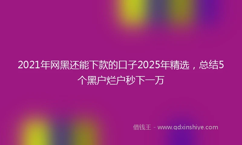 2021年网黑还能下款的口子2025年精选，总结5个黑户烂户秒下一万