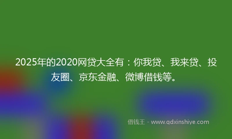2025年的2020网贷大全有：你我贷、我来贷、投友圈、京东金融、微博借钱等。