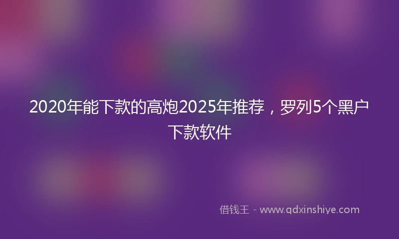 2020年能下款的高炮2025年推荐，罗列5个黑户下款软件