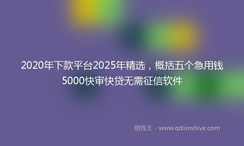 2020年下款平台2025年精选，概括五个急用钱5000快审快贷无需征信软件