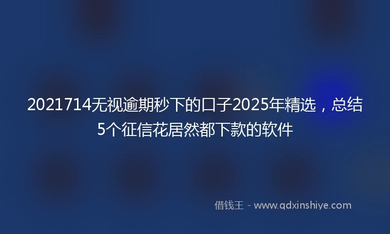 2021714无视逾期秒下的口子2025年精选，总结5个征信花居然都下款的软件