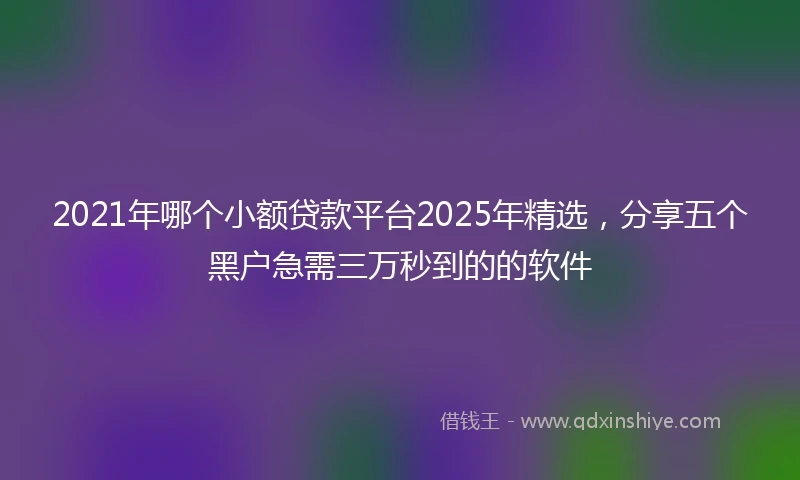 2021年哪个小额贷款平台2025年精选，分享五个黑户急需三万秒到的的软件