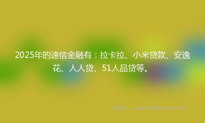 2025年的速信金融有：拉卡拉、小米贷款、安逸花、人人贷、51人品贷等。
