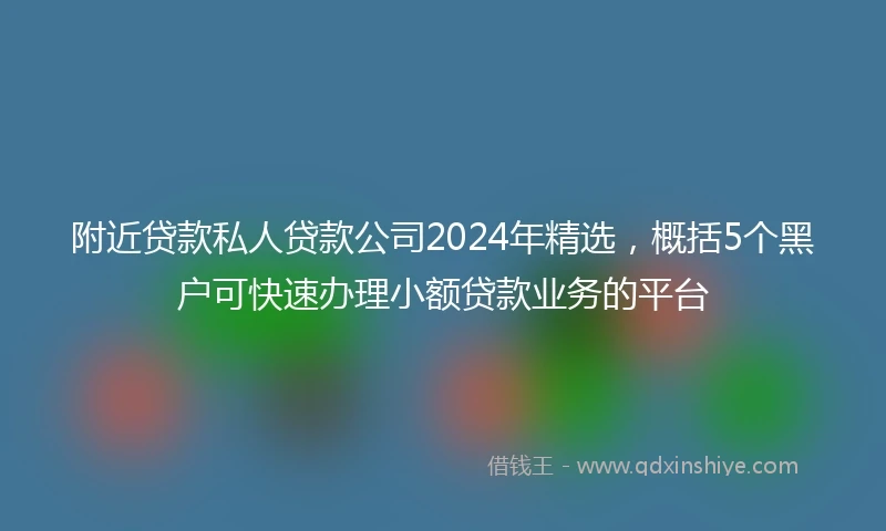 附近贷款私人贷款公司2024年精选，概括5个黑户可快速办理小额贷款业务的平台