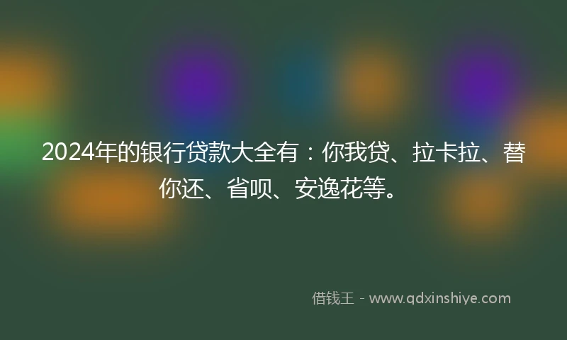 2024年的银行贷款大全有：你我贷、拉卡拉、替你还、省呗、安逸花等。