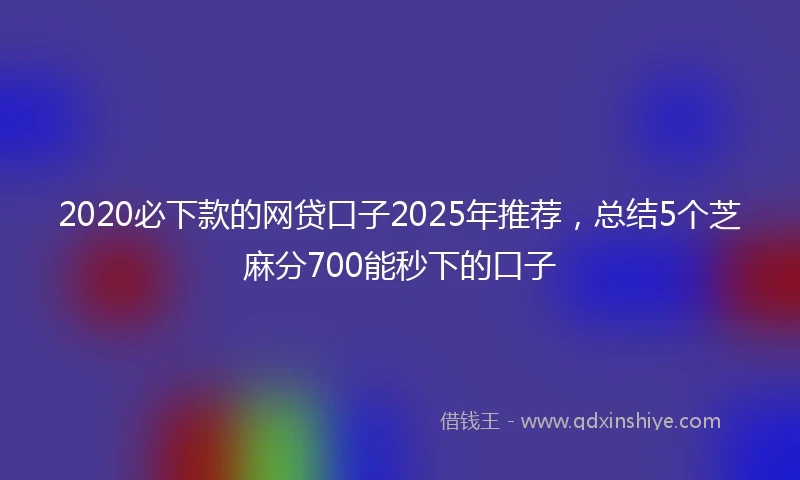 2020必下款的网贷口子2025年推荐，总结5个芝麻分700能秒下的口子