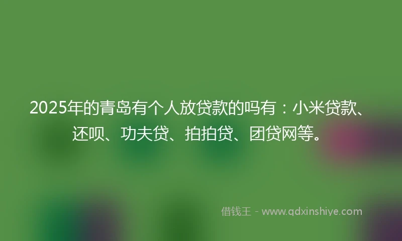 2025年的青岛有个人放贷款的吗有：小米贷款、还呗、功夫贷、拍拍贷、团贷网等。