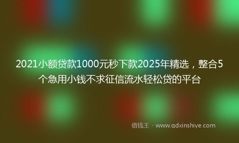 2021小额贷款1000元秒下款2025年精选，整合5个急用小钱不求征信流水轻松贷的平台