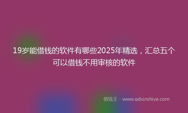 19岁能借钱的软件有哪些2025年精选，汇总五个可以借钱不用审核的软件