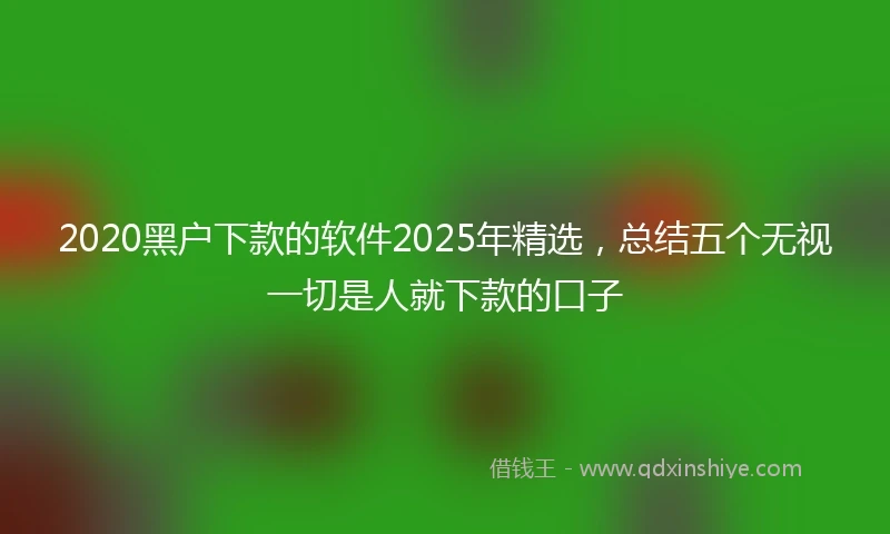 2020黑户下款的软件2025年精选，总结五个无视一切是人就下款的口子