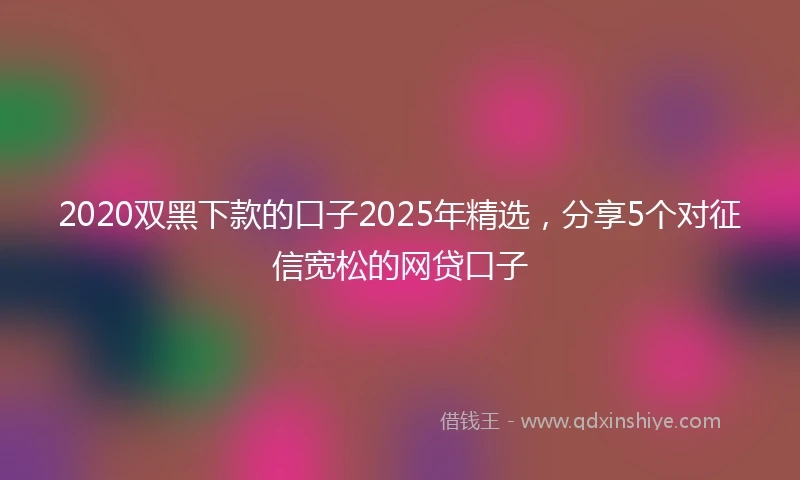 2020双黑下款的口子2025年精选，分享5个对征信宽松的网贷口子