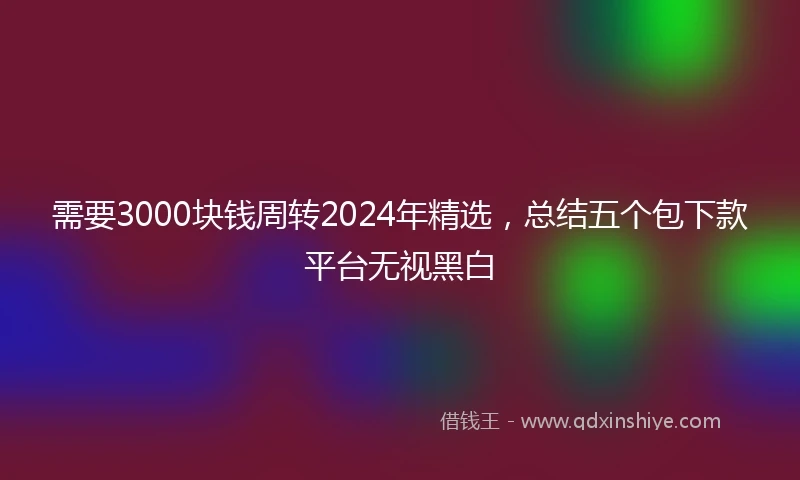 需要3000块钱周转2024年精选，总结五个包下款平台无视黑白