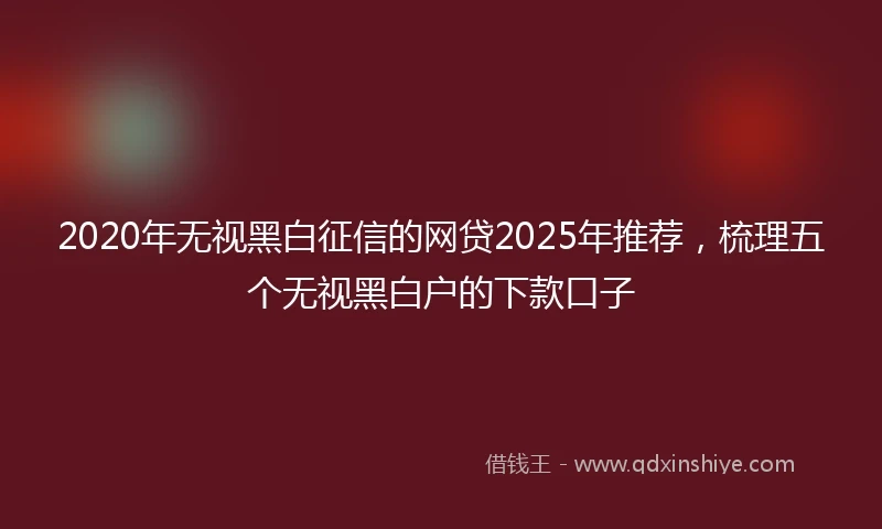 2020年无视黑白征信的网贷2025年推荐，梳理五个无视黑白户的下款口子