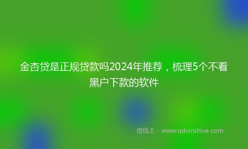 金杏贷是正规贷款吗2024年推荐，梳理5个不看黑户下款的软件