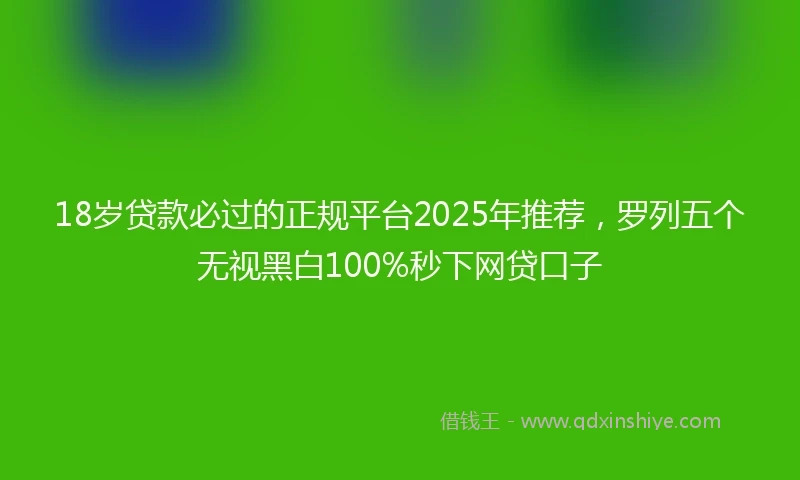 18岁贷款必过的正规平台2025年推荐，罗列五个无视黑白100%秒下网贷口子