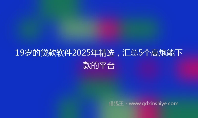 19岁的贷款软件2025年精选，汇总5个高炮能下款的平台