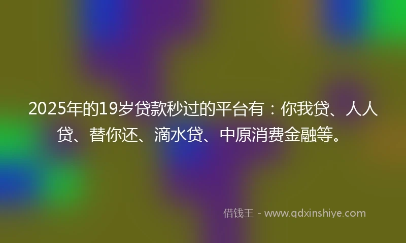 2025年的19岁贷款秒过的平台有：你我贷、人人贷、替你还、滴水贷、中原消费金融等。