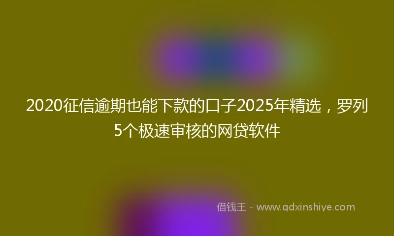 2020征信逾期也能下款的口子2025年精选，罗列5个极速审核的网贷软件