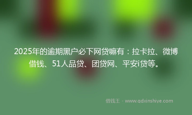 2025年的逾期黑户必下网贷嘛有：拉卡拉、微博借钱、51人品贷、团贷网、平安i贷等。