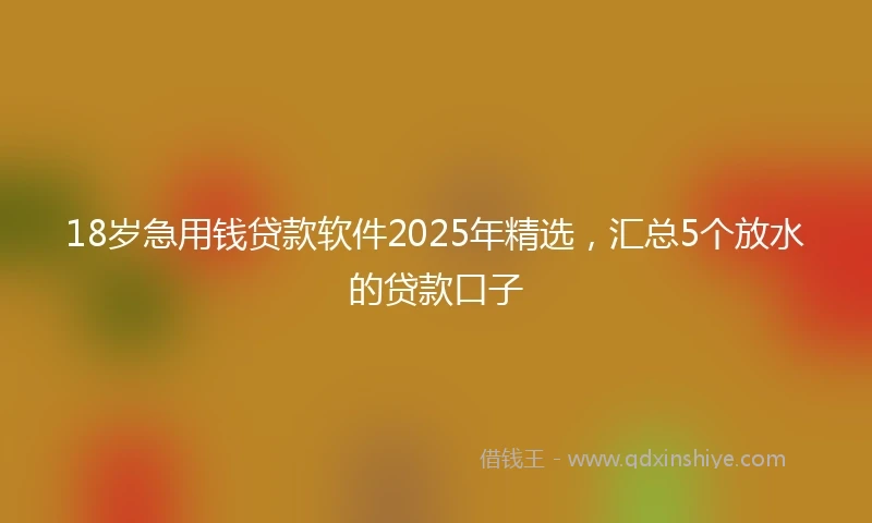 18岁急用钱贷款软件2025年精选，汇总5个放水的贷款口子