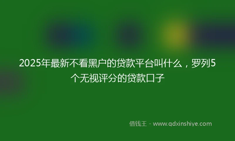 2025年最新不看黑户的贷款平台叫什么，罗列5个无视评分的贷款口子