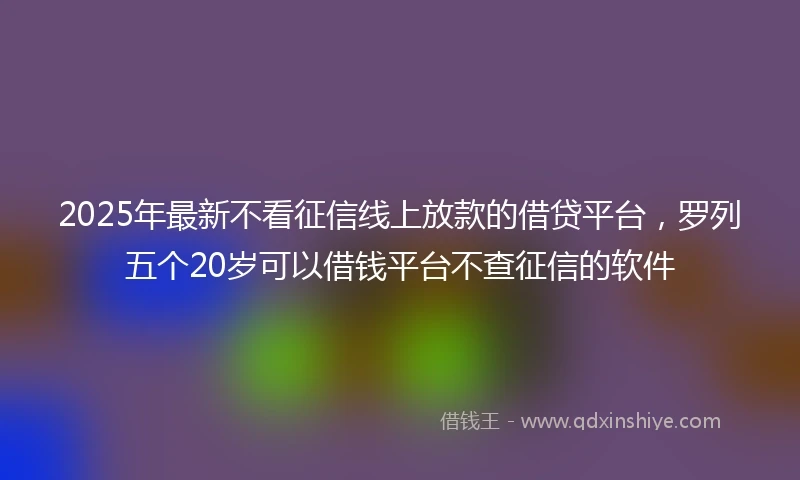 2025年最新不看征信线上放款的借贷平台，罗列五个20岁可以借钱平台不查征信的软件