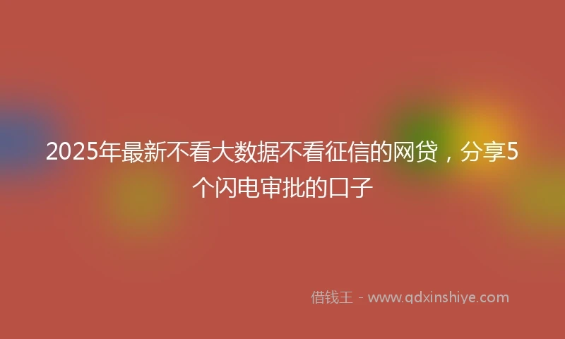 2025年最新不看大数据不看征信的网贷，分享5个闪电审批的口子