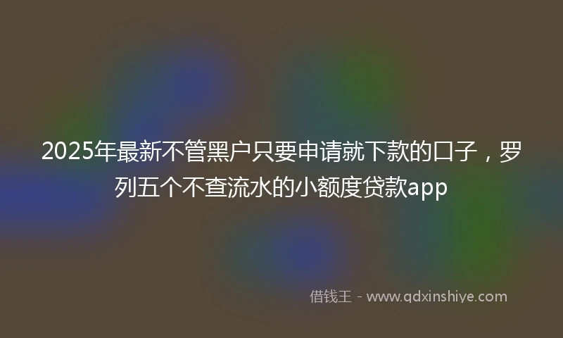 2025年最新不管黑户只要申请就下款的口子，罗列五个不查流水的小额度贷款app