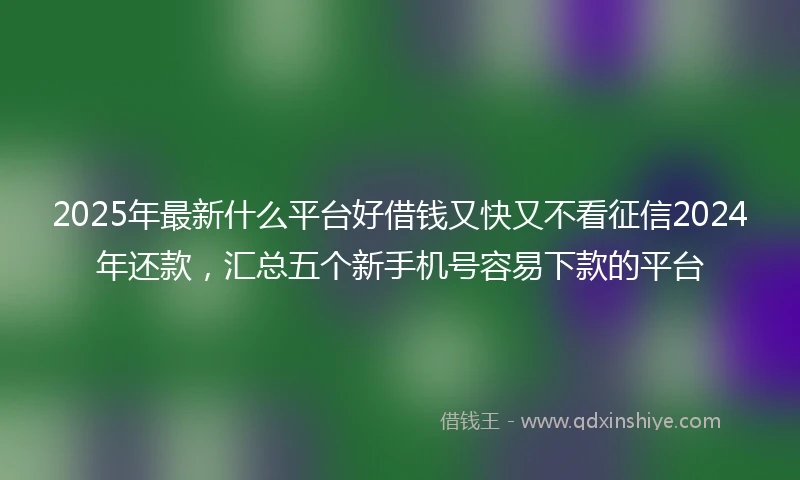 2025年最新什么平台好借钱又快又不看征信2024年还款，汇总五个新手机号容易下款的平台