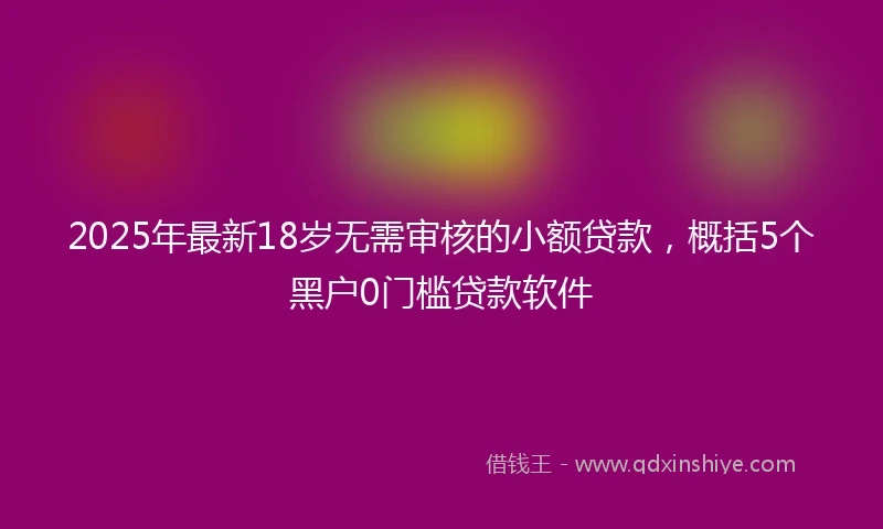 2025年最新18岁无需审核的小额贷款，概括5个黑户0门槛贷款软件