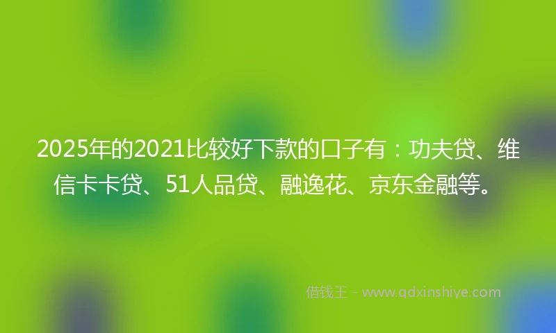 2025年的2021比较好下款的口子有：功夫贷、维信卡卡贷、51人品贷、融逸花、京东金融等。