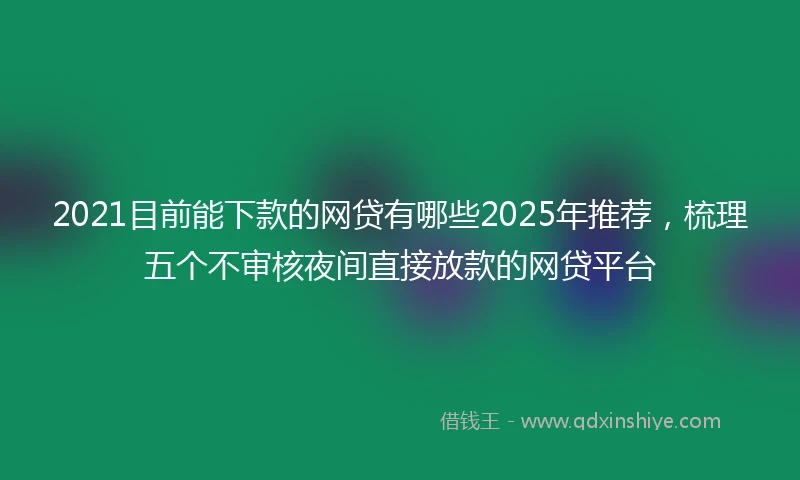 2021目前能下款的网贷有哪些2025年推荐，梳理五个不审核夜间直接放款的网贷平台