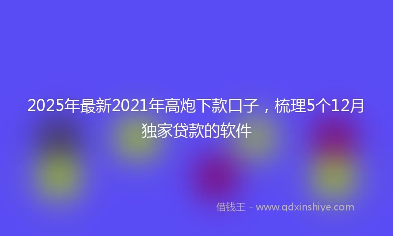 2025年最新2021年高炮下款口子，梳理5个12月独家贷款的软件