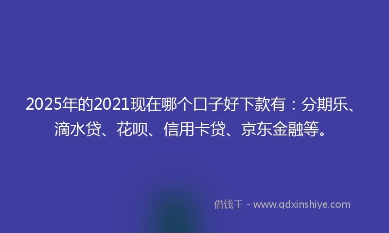 2025年的2021现在哪个口子好下款有：分期乐、滴水贷、花呗、信用卡贷、京东金融等。