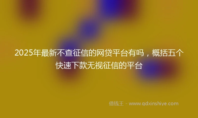 2025年最新不查征信的网贷平台有吗，概括五个快速下款无视征信的平台